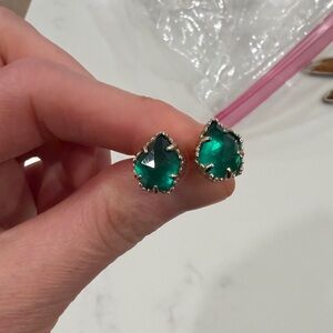 Kendra Scott green and gold stud earrings